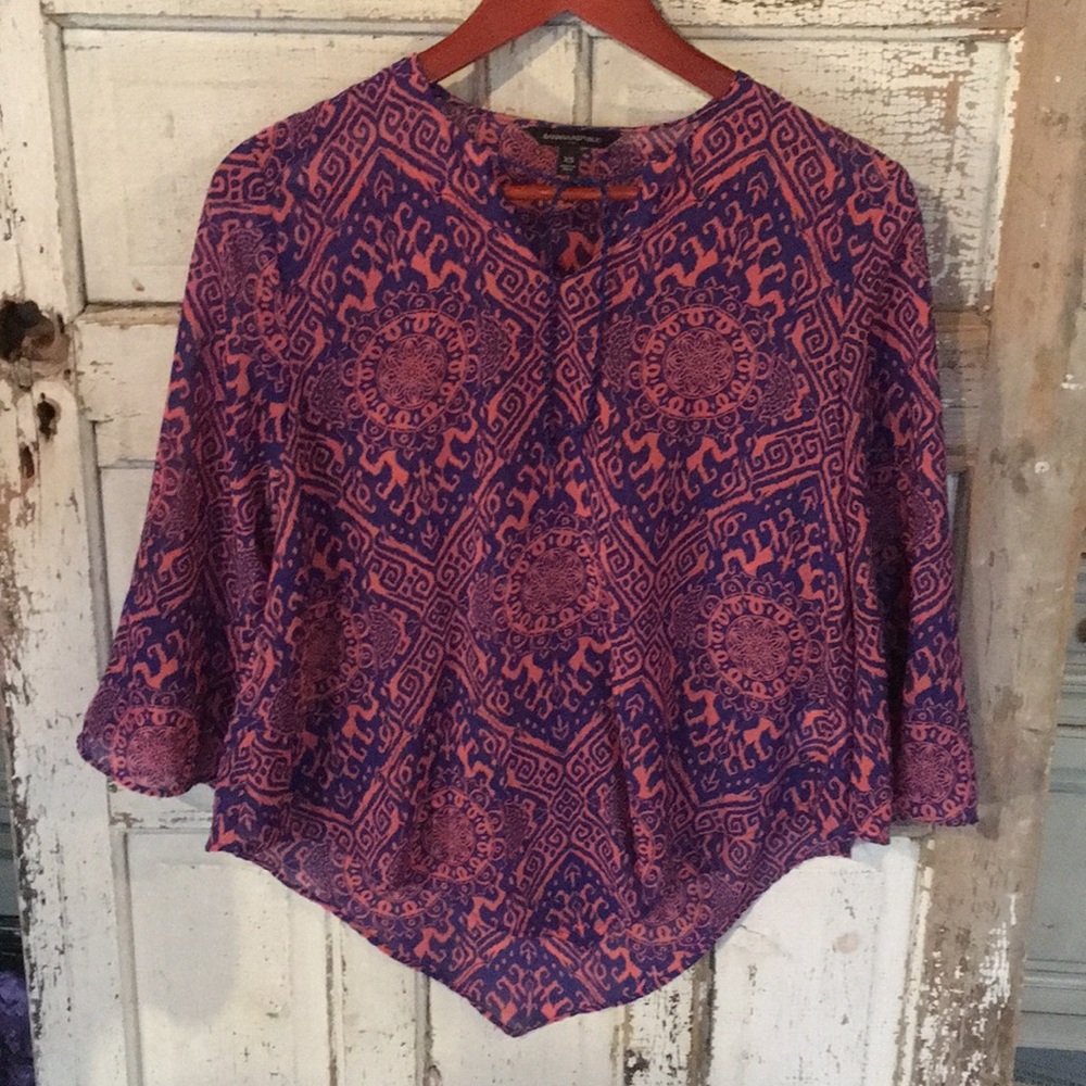 Boho Asymmetrical Hem Sheer Loose Top /Cover Up